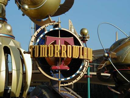 Tomorrowland Entrance sign<br>Location: <a href="https://www.google.com/maps/search/?api=1&query=33.81214,-117.91846" target="_new">Disneyland</a>